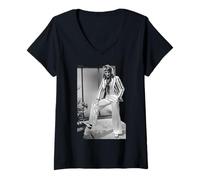 Femme Rod Stewart Faces Singer Veste rayée en 1975 T-Shirt avec Col en V