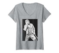 Femme Rod Stewart Wembley Foolish Behaviour Tour Live 1980 Faces T-Shirt avec Col en V