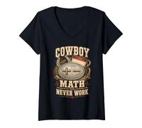 Femme Rodeo américain Cowboy Math Never Work T-Shirt avec Col en V