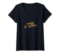 Femme Rodéo et café, écriture Minimaliste du sud-Ouest T-Shirt avec Col en V