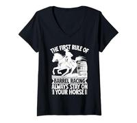 Femme Rodeo Horse Riding First Rule Stay on Your Horse Cowboy T-Shirt avec Col en V