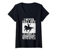 Femme Rodeo Horse Riding I Never Fall Off Cowboy T-Shirt avec Col en V