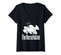 Femme Rodeo Horse Riding The Horsefather Cowboy T-Shirt avec Col en V
