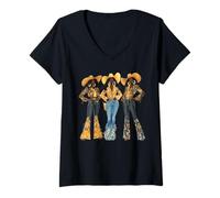 Femme Rodéo noir afro-américain cowgirl western country texas T-Shirt avec Col en V