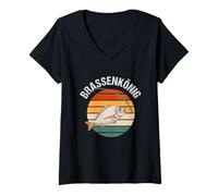 Femme Roi de la Brasse Pêche Pêcheur Fun Brasse Roi T-Shirt avec Col en V