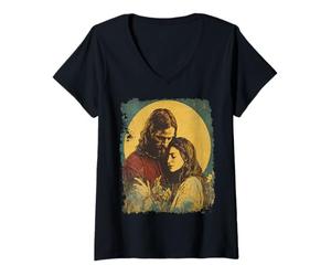 Femme Roi Jésus-Christ Vierge Marie Madeleine T-Shirt avec Col en V