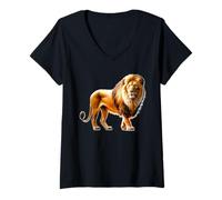 Femme Roi Lion d'Afrique T-Shirt avec Col en V