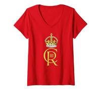 Femme Roi monarque Britannique Vive Le Roi Dieu Sauve Le Roi T-Shirt avec Col en V