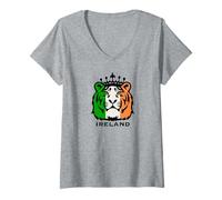 Femme Roi Tigre Celtique T-Shirt avec Col en V