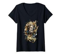 Femme Roi Zeus T-Shirt avec Col en V