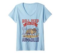 Femme Roll Deep Live - Cowboy Armadillo Gratuit T-Shirt avec Col en V