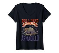 Femme Roll Deep Live - Cowboy Armadillo Gratuit T-Shirt avec Col en V