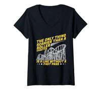 Femme Roller Coaster Line Theme Park Thrill Ride Humour T-Shirt avec Col en V