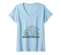 Femme Rolling Fatties Golden Retriever, Un Amoureux Mignon et drôle T-Shirt avec Col en V
