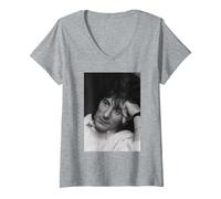 Femme Rolling Stones Guitariste Ronnie Wood Dirty Work Era T-Shirt avec Col en V