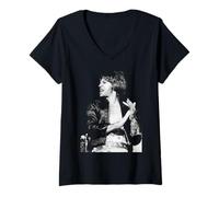 Femme Rolling Stones Mick Jagger Goats Head Soupe Promo Tour T-Shirt avec Col en V