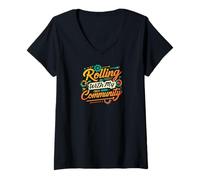 Femme Rolling with My Community Group Unity Design T-Shirt avec Col en V