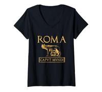 Femme Roma Caput Mundi Rome Roman Empire T-Shirt avec Col en V