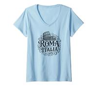 Femme Roma Italia Lettrage Vintage avec Inscription Colisée T-Shirt avec Col en V