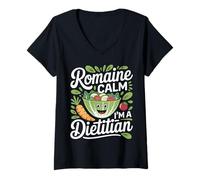 Femme Romaine Calm I'm A Dietitian Régime nutritionnel sain |- T-Shirt avec Col en V