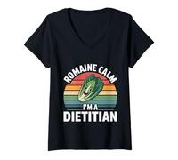 Femme Romaine Calm I'm A Dietitian Régime nutritionnel sain |- T-Shirt avec Col en V