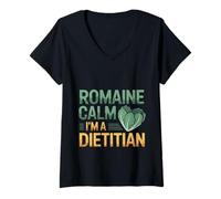 Femme Romaine Calm I'm A Dietitian Régime nutritionnel sain ---- T-Shirt avec Col en V