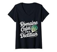 Femme Romaine Calm I'm A Dietitian Régime nutritionnel sain - T-Shirt avec Col en V