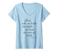 Femme Romains 8 14 Those Who are LED by The Spirit Écriture Bible T-Shirt avec Col en V