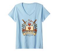 Femme Romantasy Book Club Coeurs enchantés T-Shirt avec Col en V