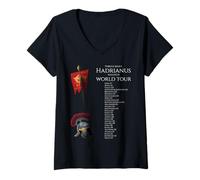 Femme Rome Antique - Tour du Monde d'Hadrien - Histoire de l'empire Romain T-Shirt avec Col en V