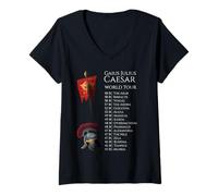 Femme Rome Antique - Tour du Monde Gaius Jules César - Histoire SPQR T-Shirt avec Col en V
