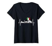 Femme Rome Colisée Battement de cœur Roma Skyline Rome Italie T-Shirt avec Col en V