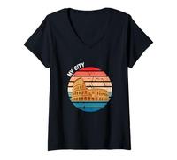 Femme Rome Italie Ma Ville Culture Italienne T-Shirt avec Col en V