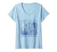 Femme Romeo Juliet Shakespeare Hamlet Book Lover Bookworm Cute T-Shirt avec Col en V
