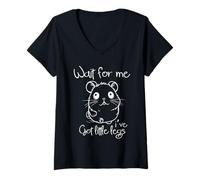 Femme Rongeurs drôles de Hamster « Wait for Me Ive Got Little Legs » T-Shirt avec Col en V