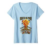 Femme Rooted in Pride Black Power African American Empowerment T-Shirt avec Col en V