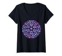 Femme Rosace vitrail Sainte Chapelle, Paris T-Shirt avec Col en V