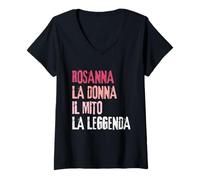 Femme Rosanna La Donna Il Mito La Leggenda Festa di Compleanno T-Shirt avec Col en V