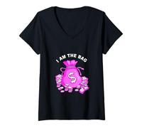 Femme Rose I AM The Bag Pink Graphic T-Shirt avec Col en V