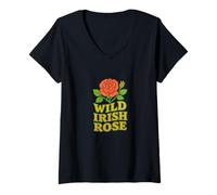 Femme Rose Irlandaise Sauvage Irlande Roses Art T-Shirt avec Col en V