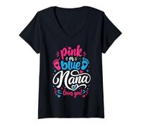 Femme Rose ou Bleu Nana Loves You! T-Shirt avec Col en V