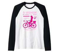 Femme Rose sans Homme comme Poisson vélo féministe Fille Puissance Manche Raglan