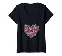 Femme Roses de Saint-Valentin « Rooted in Love » T-Shirt avec Col en V