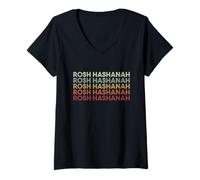 Femme Rosh Hashanah Shofar Yom Kippur Repeat Jewish Hanukkah Elul T-Shirt avec Col en V