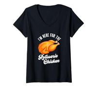 Femme Rôtisserie Éventail de Poulet Rôtisserie Rôtissoire au Poulet T-Shirt avec Col en V