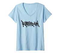 Femme Rotterdam Graffiti City Street Art Handstyle Pays-Bas T-Shirt avec Col en V