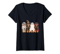 Femme Rottweiler Halloween Costume Witch Ghost Mummy Vampire T-Shirt avec Col en V