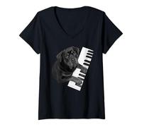 Femme Rottweiler jouant du pianiste pour les amoureux des chiens T-Shirt avec Col en V