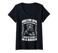 Femme Rottweiler - Les chiens restent fidèles à travers les tempêtes T-Shirt avec Col en V