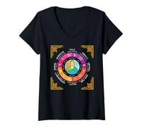 Femme Roue de l'année Occulte Wicca Cercle Annuel Huit Sabbat T-Shirt avec Col en V